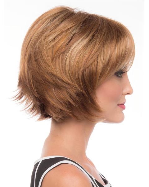 Perfect Chin Length Straight Auburn Elegant Layered Wigs