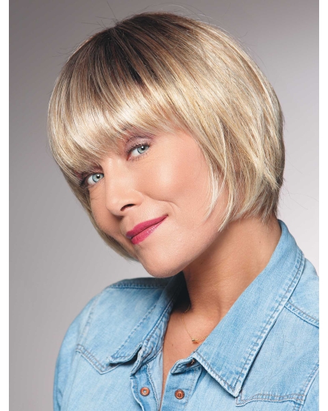 Fashional Blonde Chin Length Straight Bobs High Quality Wigs