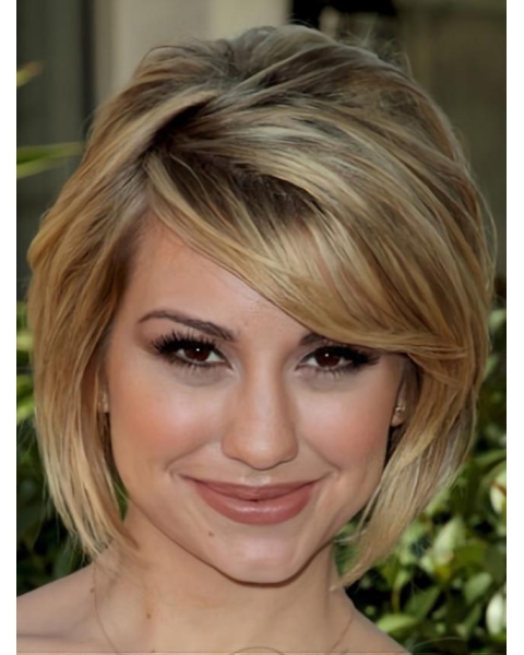 Modern Blonde Straight Chin Length Celebrity Wigs