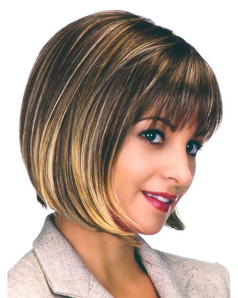 Modern Brown Straight Chin Length Bob Wigs