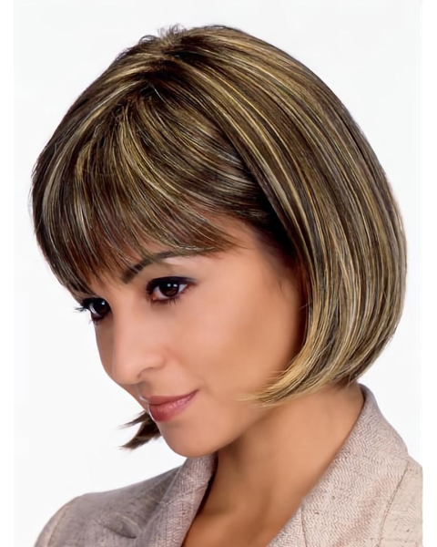 Modern Brown Straight Chin Length Bob Wigs