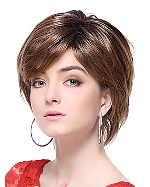 Brown Trendy With Bangs Straight Short Wigs