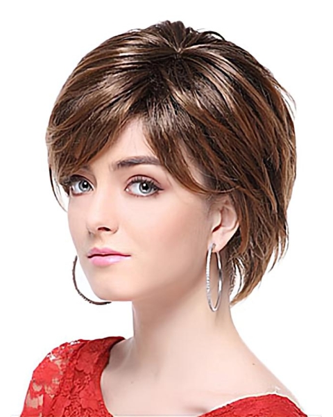 Brown Trendy With Bangs Straight Short Wigs