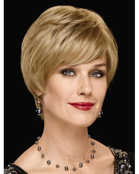 Perfect Chin Length Straight Blonde With Bangs New Design Wigs