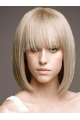 Young Fashion Shoulders Bob Hairstyle Platinum Blonde Straight Full Lace Human Wigs