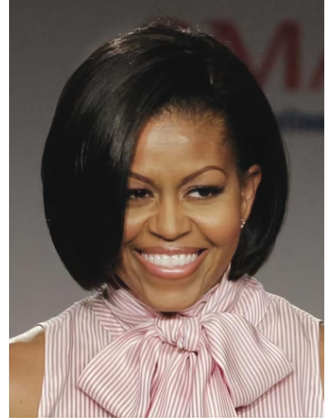 Chin Length Straight Full Lace Black Bobs Michelle Obama