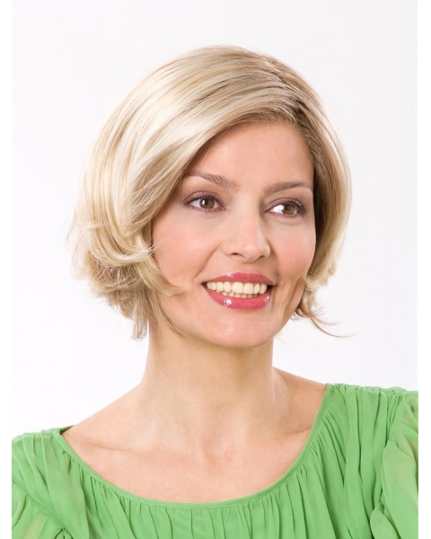 Lace Front Synthetic 9" Straight Platinum Blonde Chin Length Bob Fashion Wigs