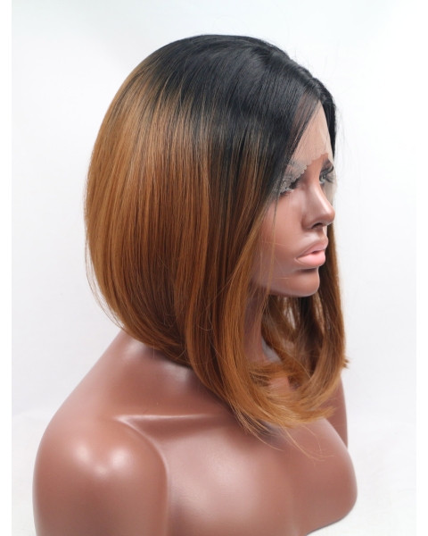 Synthetic Ombre/2 Tone 12" Straight Lace Front Bobs Chin Length Wigs