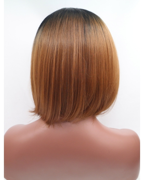 Synthetic Ombre/2 Tone 12" Straight Lace Front Bobs Chin Length Wigs