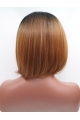 Synthetic Ombre/2 Tone 12" Straight Lace Front Bobs Chin Length Wigs