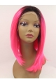 Synthetic Lace Front 13" Straight Red Without Bangs Chin Length Wigs