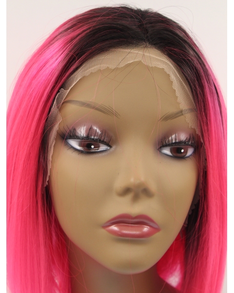 Synthetic Lace Front 13" Straight Red Without Bangs Chin Length Wigs