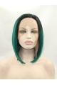 Synthetic Chin Length Ombre/2 Tone Lace Front 13" Without Bangs Straight Wigs