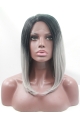 Synthetic Chin Length Ombre/2 Tone Lace Front 12" Without Bangs Straight Wigs