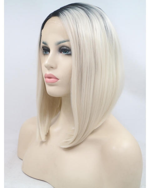 10" Straight Synthetic Ombre/2 Tone Bobs Chin Length Lace Front Wigs