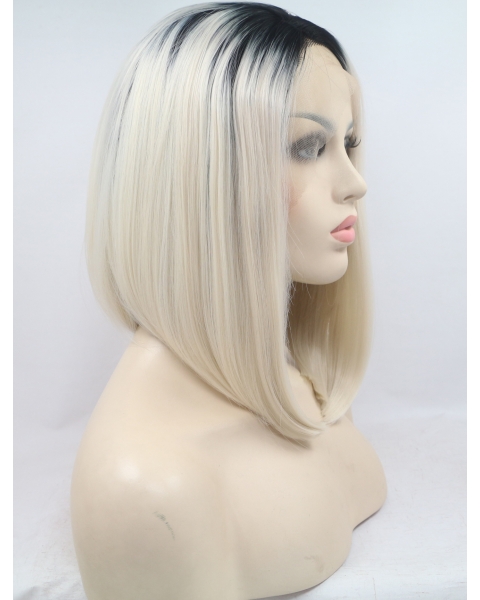 10" Straight Synthetic Ombre/2 Tone Bobs Chin Length Lace Front Wigs