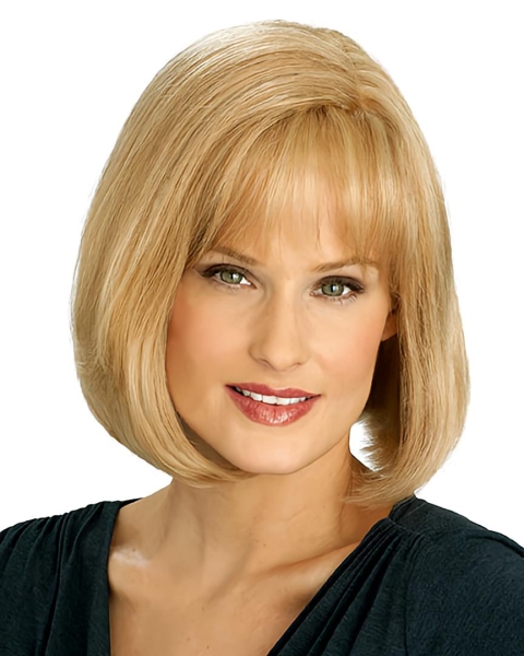 Convenient Blonde Straight Chin Length Celebrity Wigs