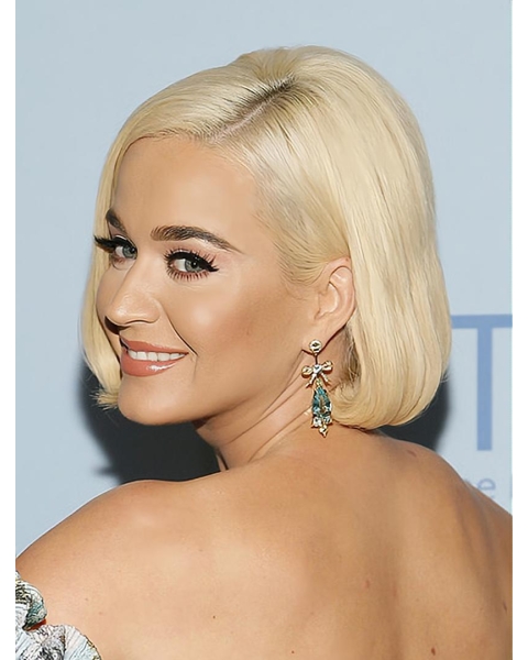 Straight Grey Capless Chin Length Bobs Katy Perry Wigs