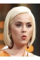 Straight Platinum Blonde Lace Front Chin Length Bobs Katy Perry Wigs