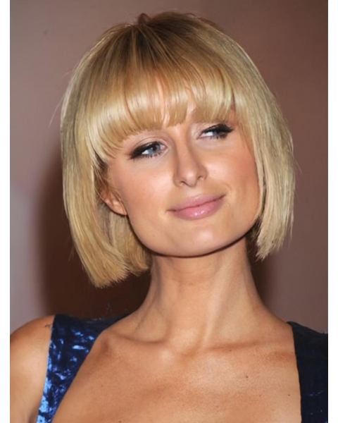 Straight Blonde Lace Front Chin Length Bobs Paris Hilton Wigs