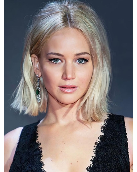 12" Capless Chin Length Synthetic Straight Jennifer Lawrence Wigs