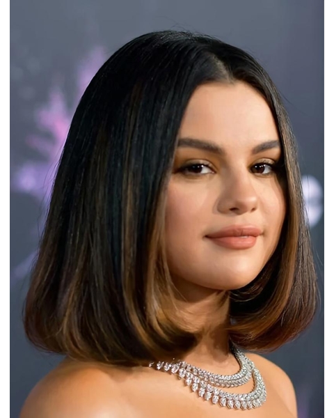 Straight Chin Length Ombre/2 Tone Synthetic Selena Gomez Wigs