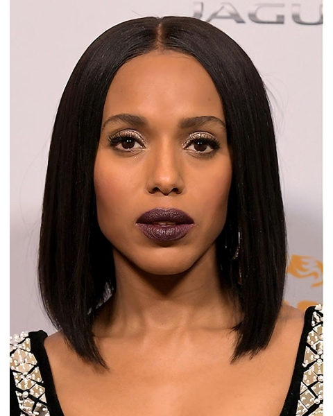 Straight Chin Length Black Synthetic Kerry Washington Wigs