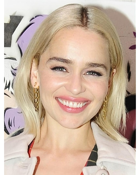 Straight 12" Chin Length Blonde Synthetic Emilia Clarke Wigs