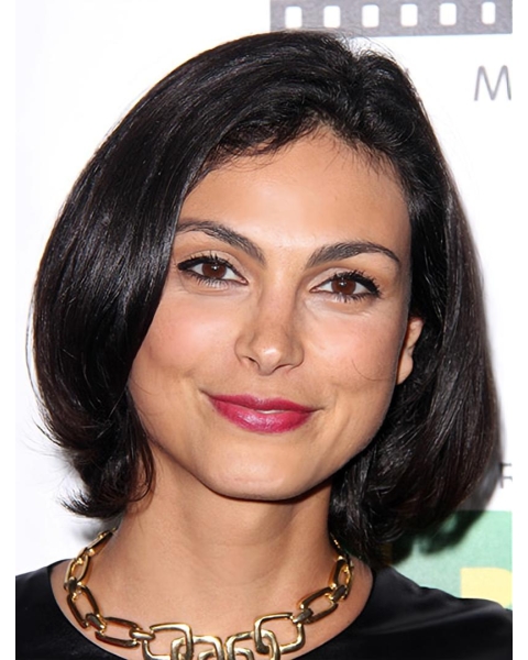 Straight 12" Chin Length Black Synthetic Morena Baccarin Wigs