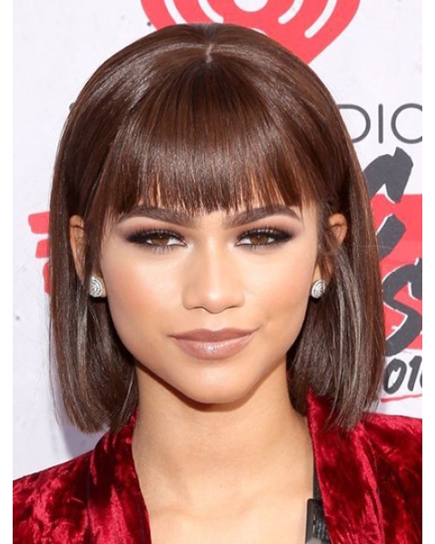 Capless 12" Straight Chin Length Bobs Zendaya Wigs