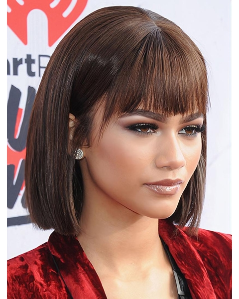 Capless 12" Straight Chin Length Bobs Zendaya Wigs