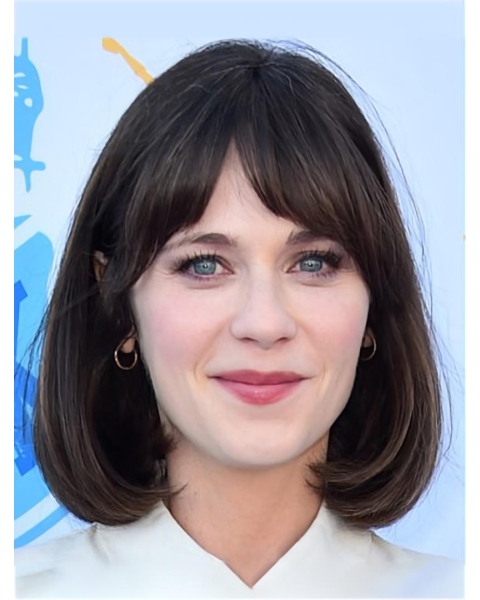 12" Lace Front Chin Length Synthetic Straight Zooey Deschanel Wigs