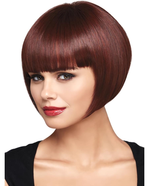 Popular Auburn Straight Chin Length Bob Wigs