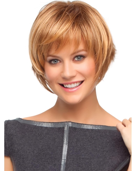 Sleek Auburn Straight Chin Length Synthetic Wigs