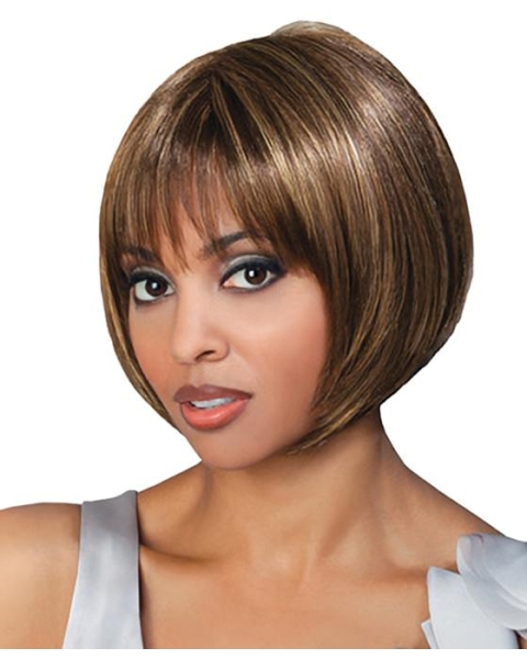 Best Brown Straight Chin Length African American Wigs