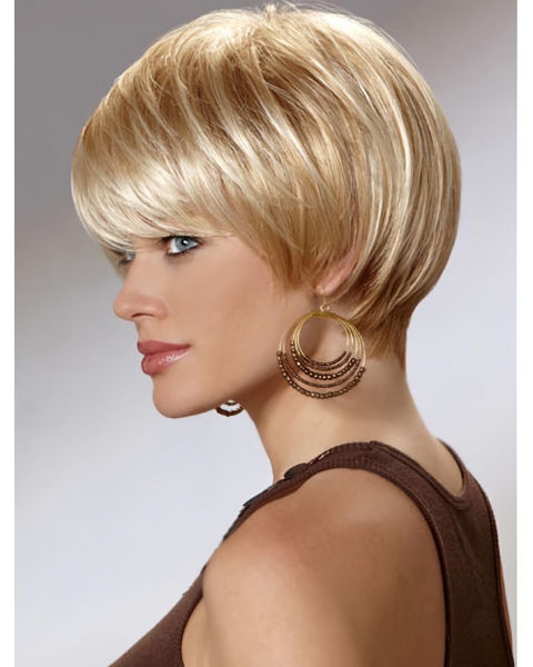 Preferential Blonde Straight Chin Length Synthetic Wigs