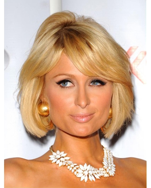 Fashionable Blonde Straight Chin Length Paris Hilton Wigs