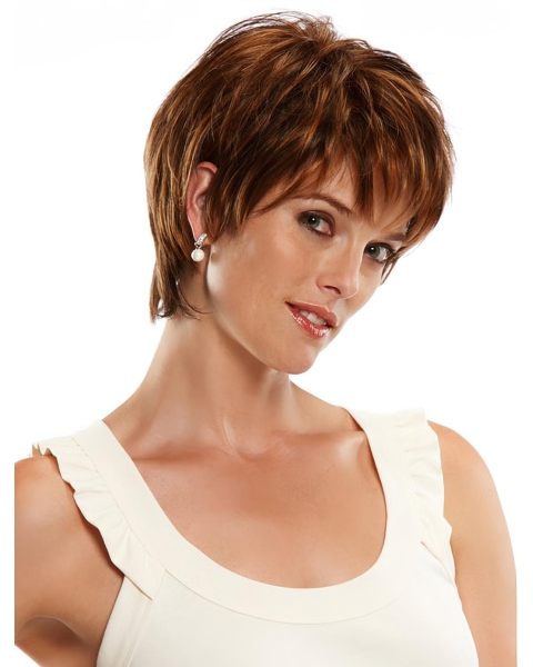 Fabulous Auburn Straight Chin Length Monofilament Wigs