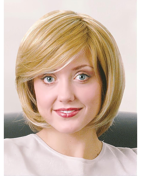 Great Blonde Straight Chin Length Monofilament Wigs