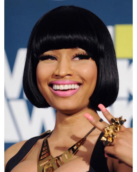 Hairstyles Black Straight Chin Length Nicki Minaj Wigs