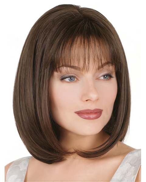 Glamorous Brown Straight Chin Length Petite Wigs