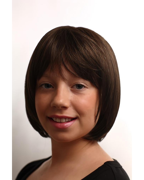 Sassy Brown Straight Chin Length Kids Wigs