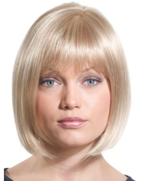 Shining Blonde Straight Chin Length Synthetic Wigs