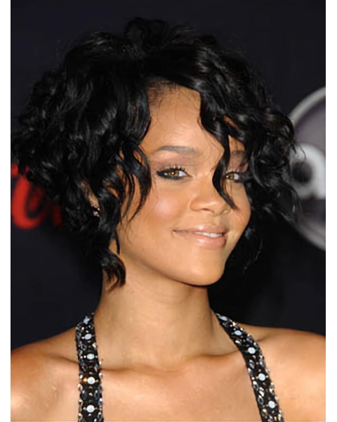 Durable Black Straight Chin Length Rihanna Wigs