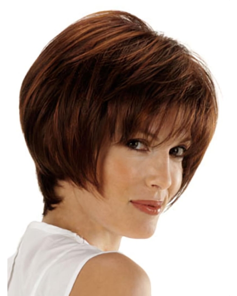 Sleek Auburn Lace Front Chin Length Remy Human Lace Wigs