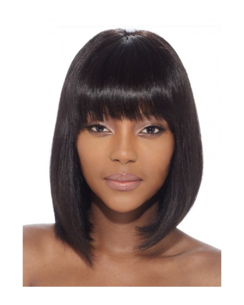 Comfortable Black Straight Chin Length African American Wigs