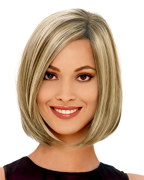 Fashionable Blonde Straight Chin Length Bob Wigs