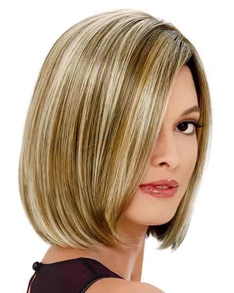 Fashionable Blonde Straight Chin Length Bob Wigs