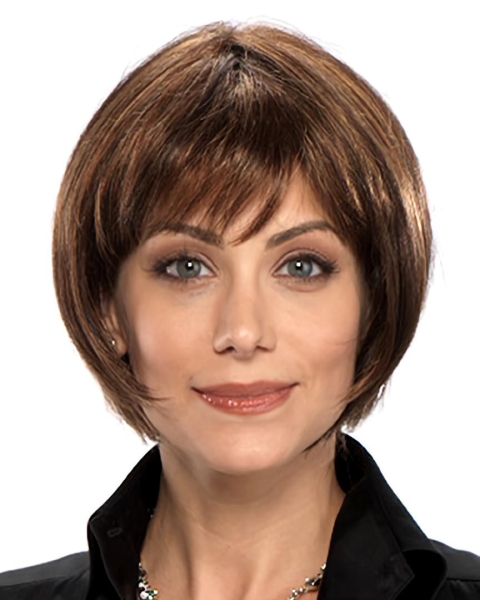 Mature Brown Straight Chin Length Petite Wigs