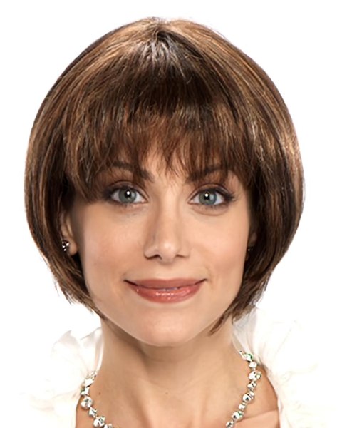 Mature Brown Straight Chin Length Petite Wigs